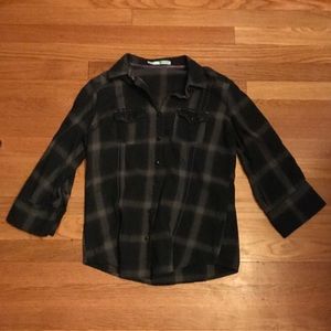 plaid green and dark blue long sleeve